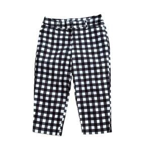 ST JOHNS BAY Womens Size 6 Black White Gingham Plaid Cropped Capri Pants